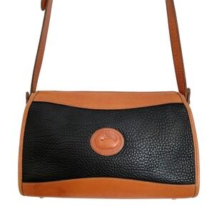 Dooney & Bourke AWL Black + British Tan Crossbody Purse Brass Feet with Dust Bag
